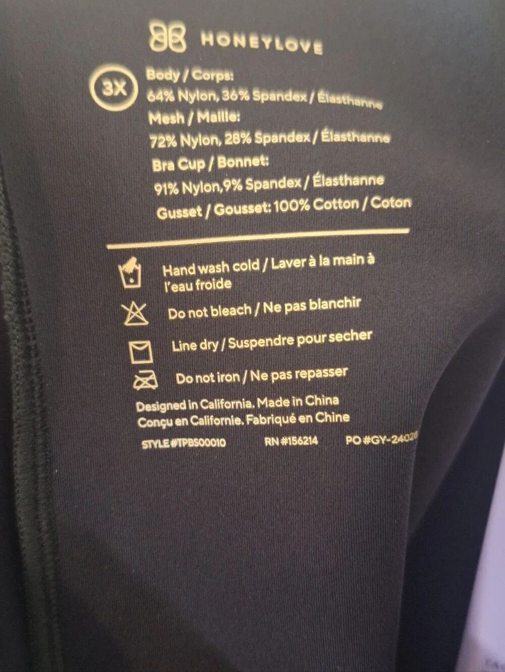 Honeylove Mid-Thigh BodySuit 3x Black - Picture 6 of 7